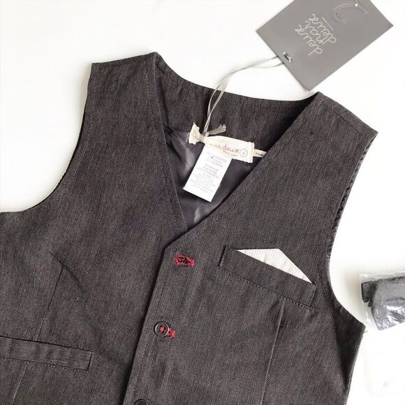 Deux par Deux NWT gray vest matching bow tie 4T - Picture 2 of 5